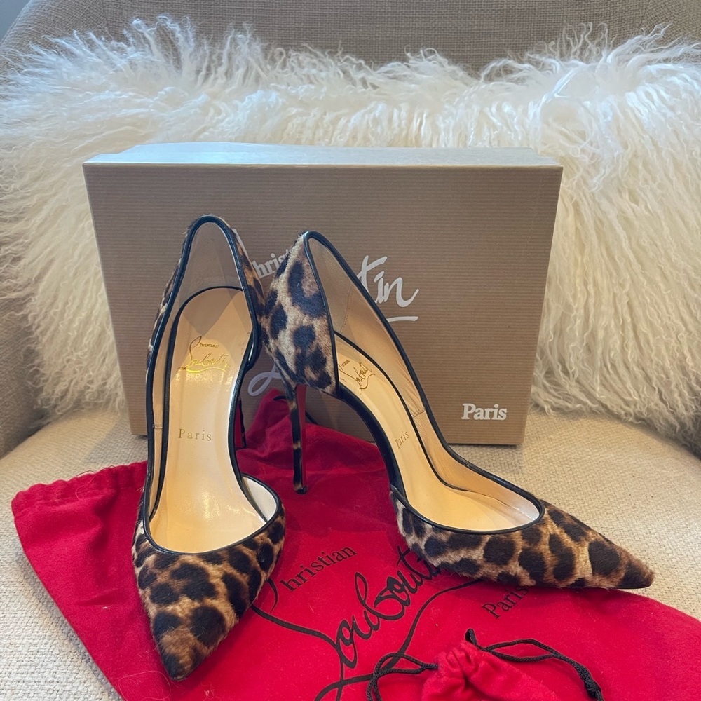 Christian Louboutin Iriza 100 mm Pump Leopard Pony Hair size 38